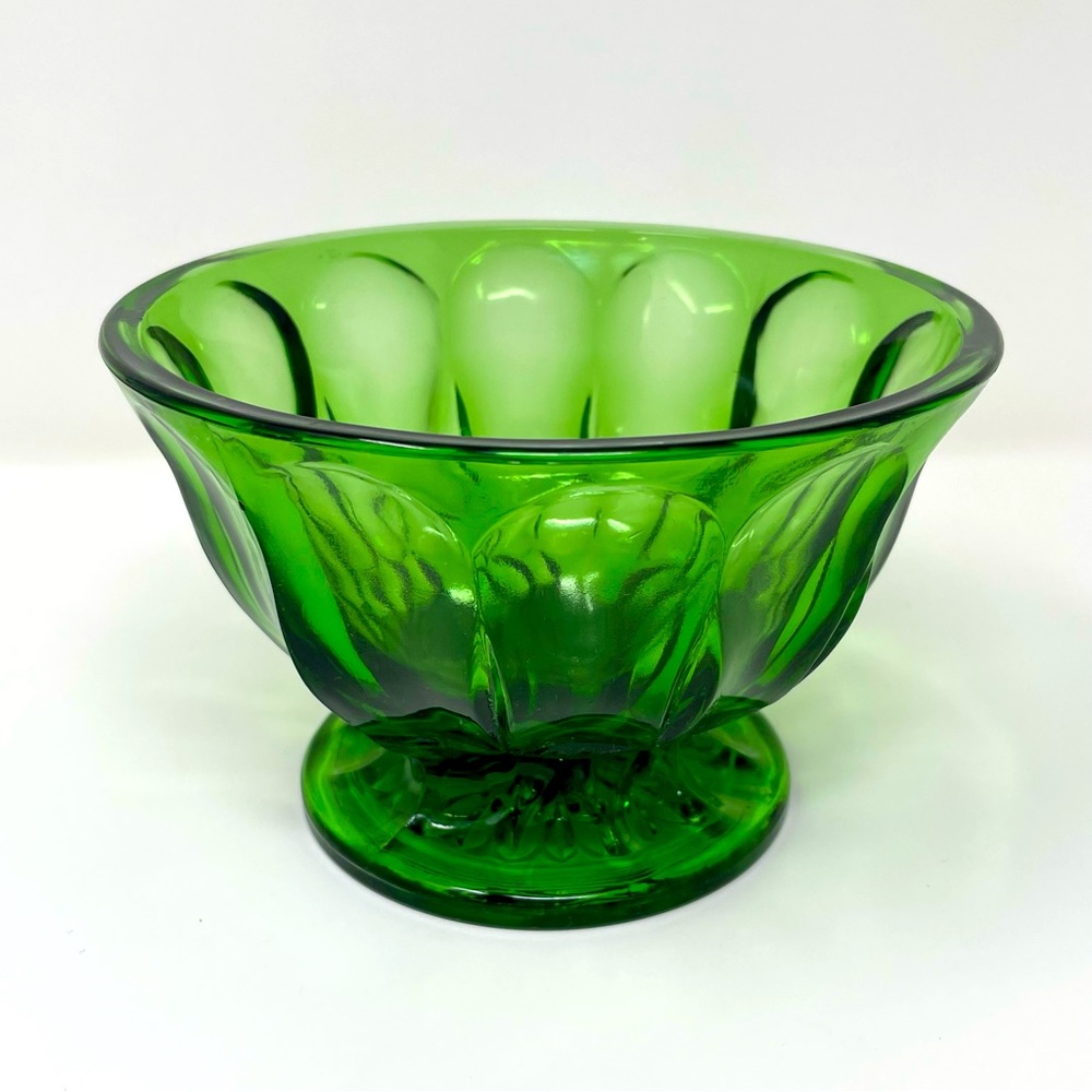 Vintage Candy Dish Bowl Pedestal Collectible Anchor Hocking Forest Emerald Green